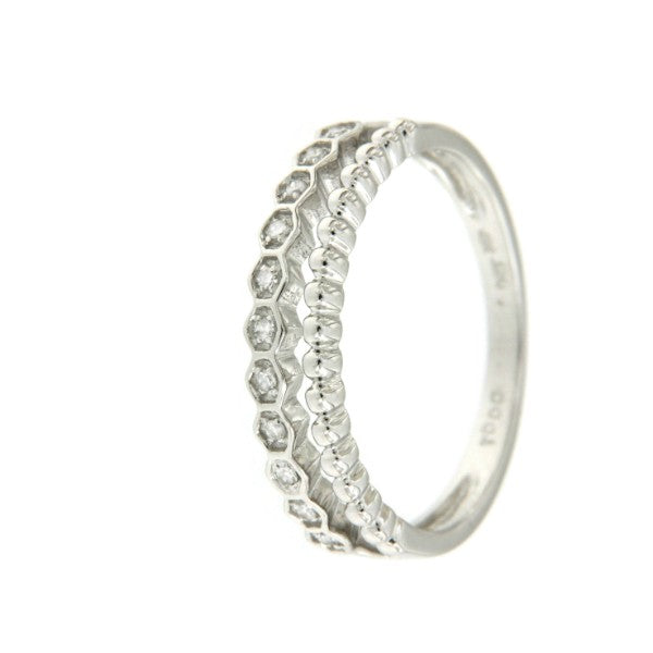 JUNCOS anillo de oro blanco con bolitas de oro y diamantes - Roman Joyero