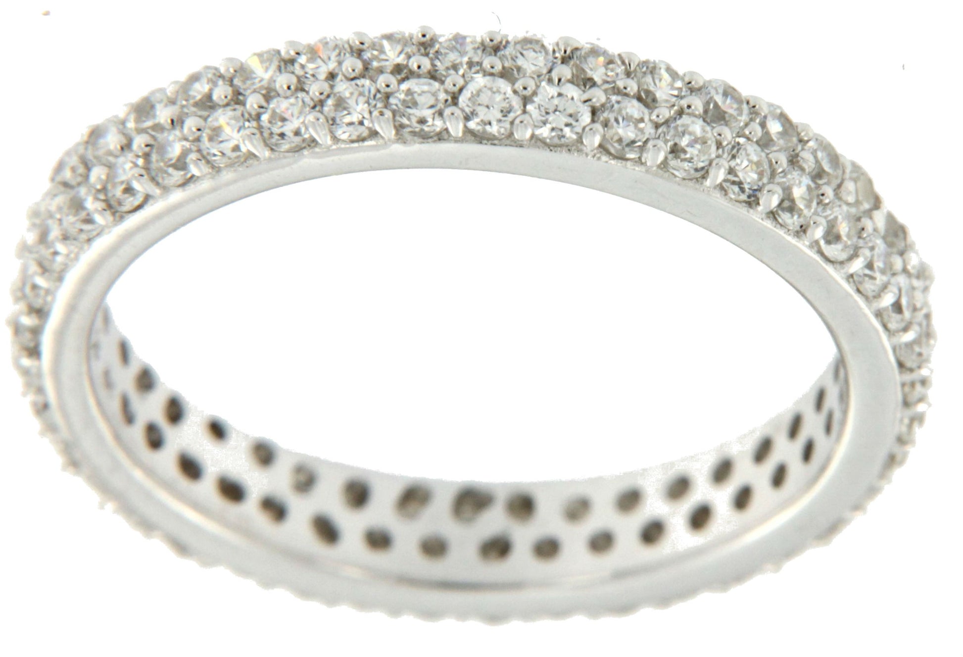 FRANCESCA, anillo de plata fino con 2 bandas de circonitas - Roman Joyero