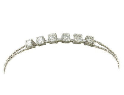 Pulsera de oro blanco 18 kts con diamantes en garra - Roman Joyero