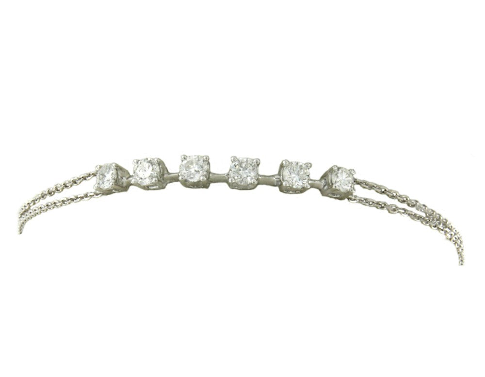 Pulsera de oro blanco 18 kts con brillantes - Roman Joyero