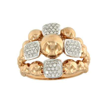 Anillo bolas PINK en oro con brillantes - Roman Joyero