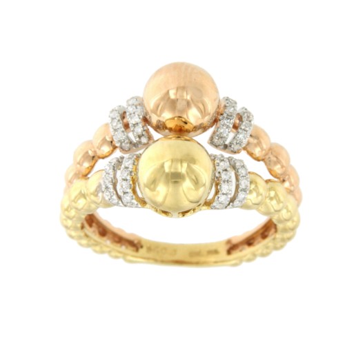 YEPIN 52 anillo bolas en oro con brillantes - Roman Joyero