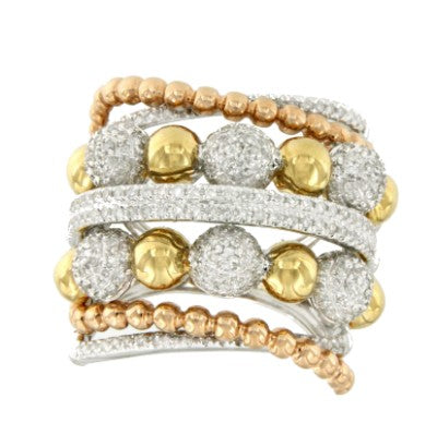 WHIYEPIN 288 anillo bolas en oro con brillantes - Roman Joyero