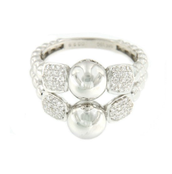 WHITE 76 anillo bolas en oro con brillantes - Roman Joyero