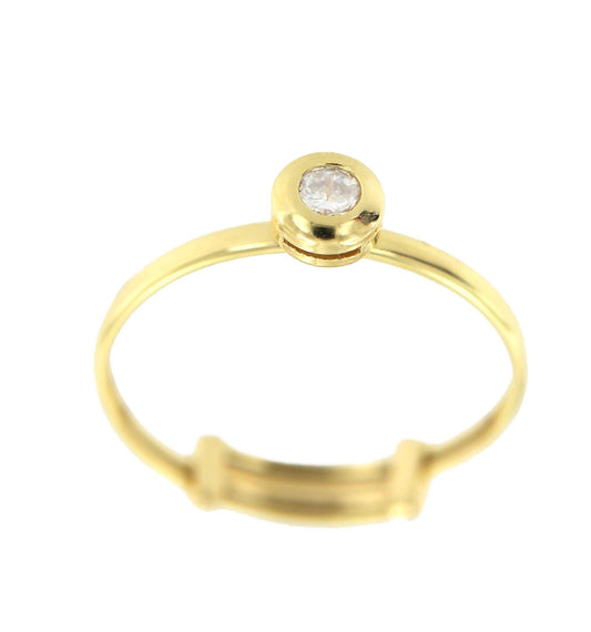 Anillo fino KADER en oro amarillo con pequeña circonita central - Roman Joyero